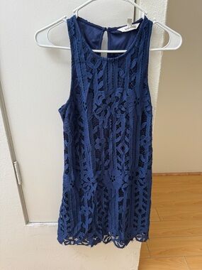 Speechless Navy Crochet Lace Mini Dress